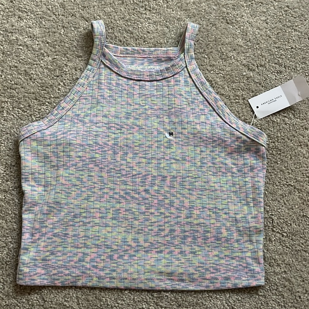 cropped razorback multi-color tank top